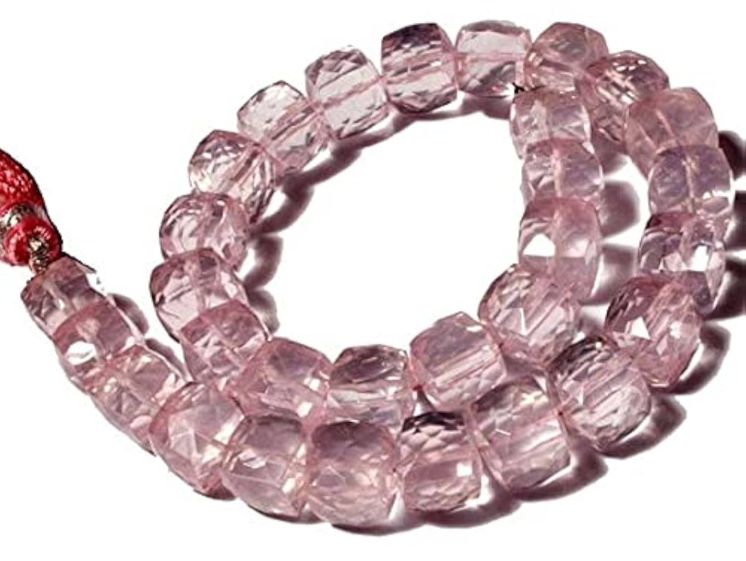 Quartz rose naturel en perles cubes briolettes facettées 8mm pour enfilage et bijoux