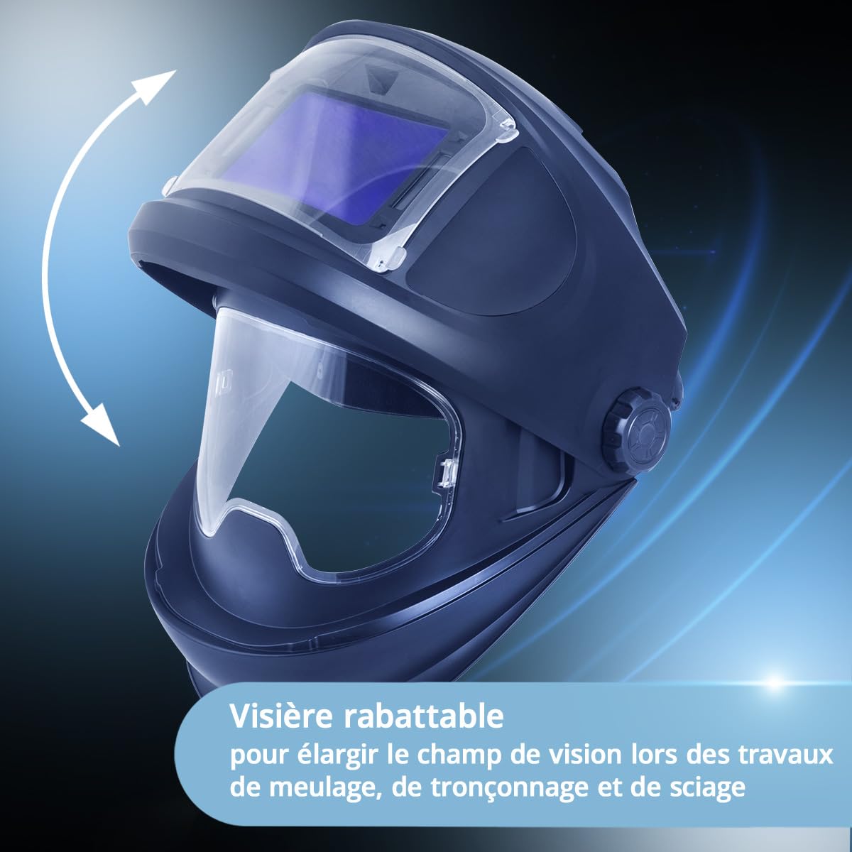 STAHLWERK Casque de soudage automatique 3 en 1 Master Air - Casque de soudage avec alimentation en air frais, contrôle de la fonction par Bluetooth, rendu des couleurs True-Colour, obscurcissement DIN