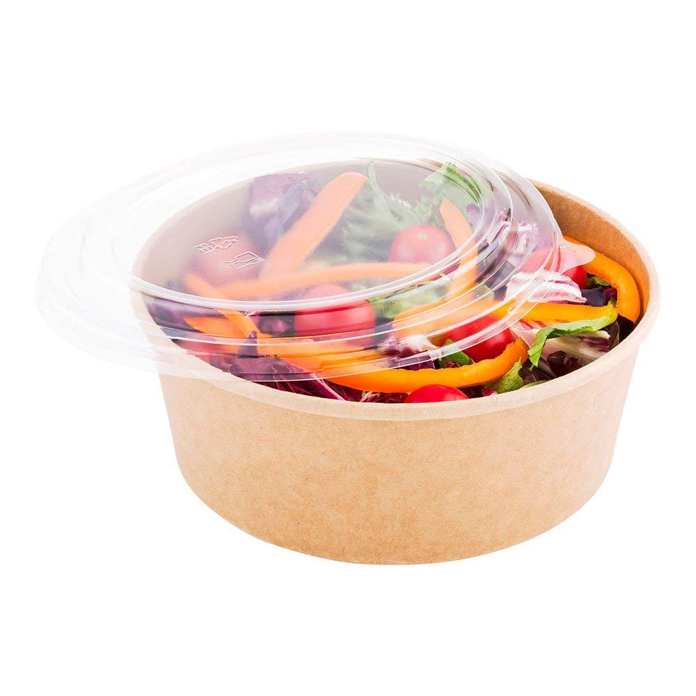 32oz Paper Salad Container Bowls with Lids [50 Sets, 32oz, 1000ml