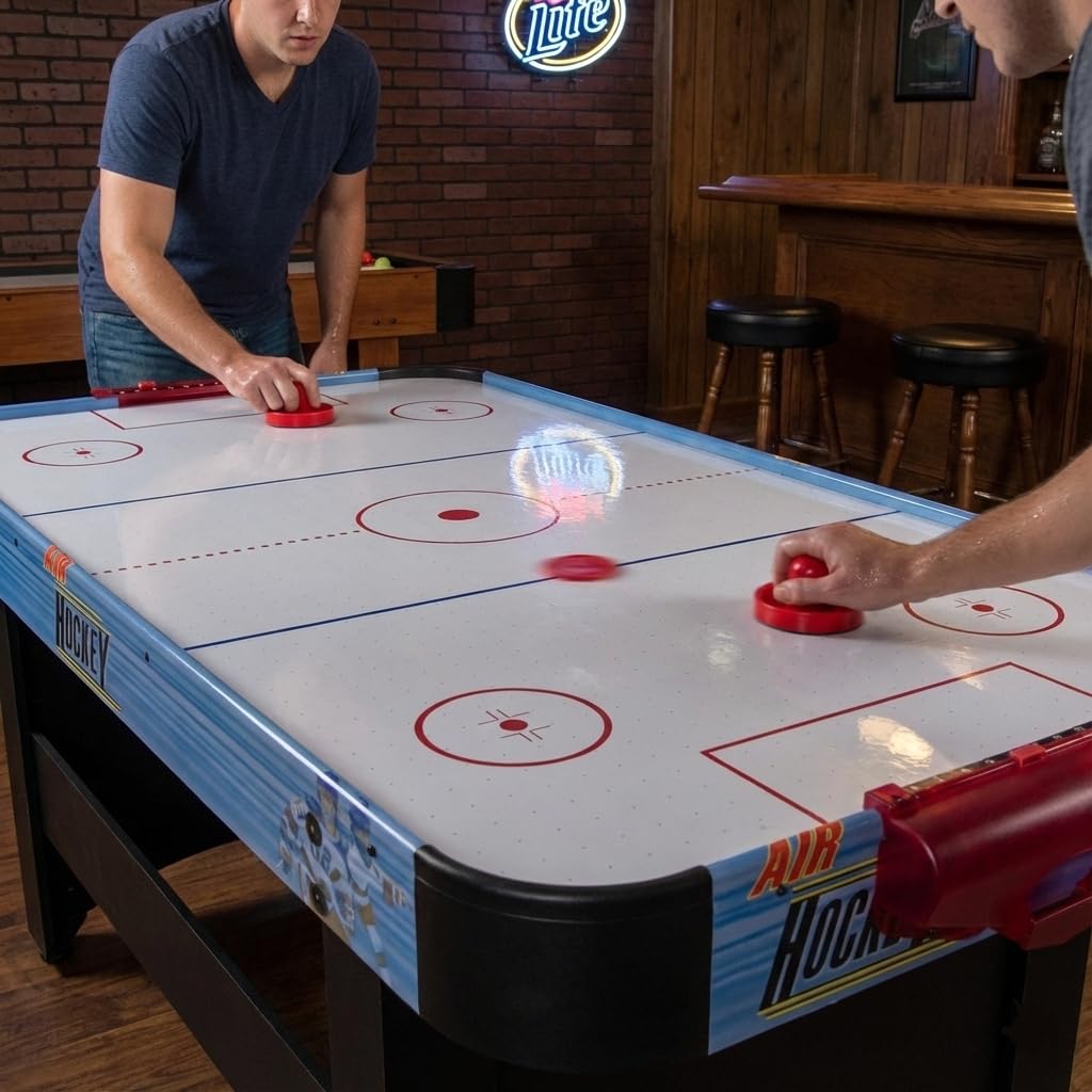 Table de Air-Hockey avec Système D'air Pulsé, Bleu/Noir