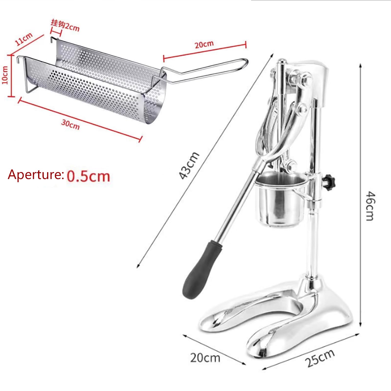 Presse-Frites Manuel De 30 Cm,Presse-Frites Vertical à 12 Trous,Pour PuréE De Pommes De Terre,Pommes De Terre Longues UniforméMent PresséEs,Pour Restaurants