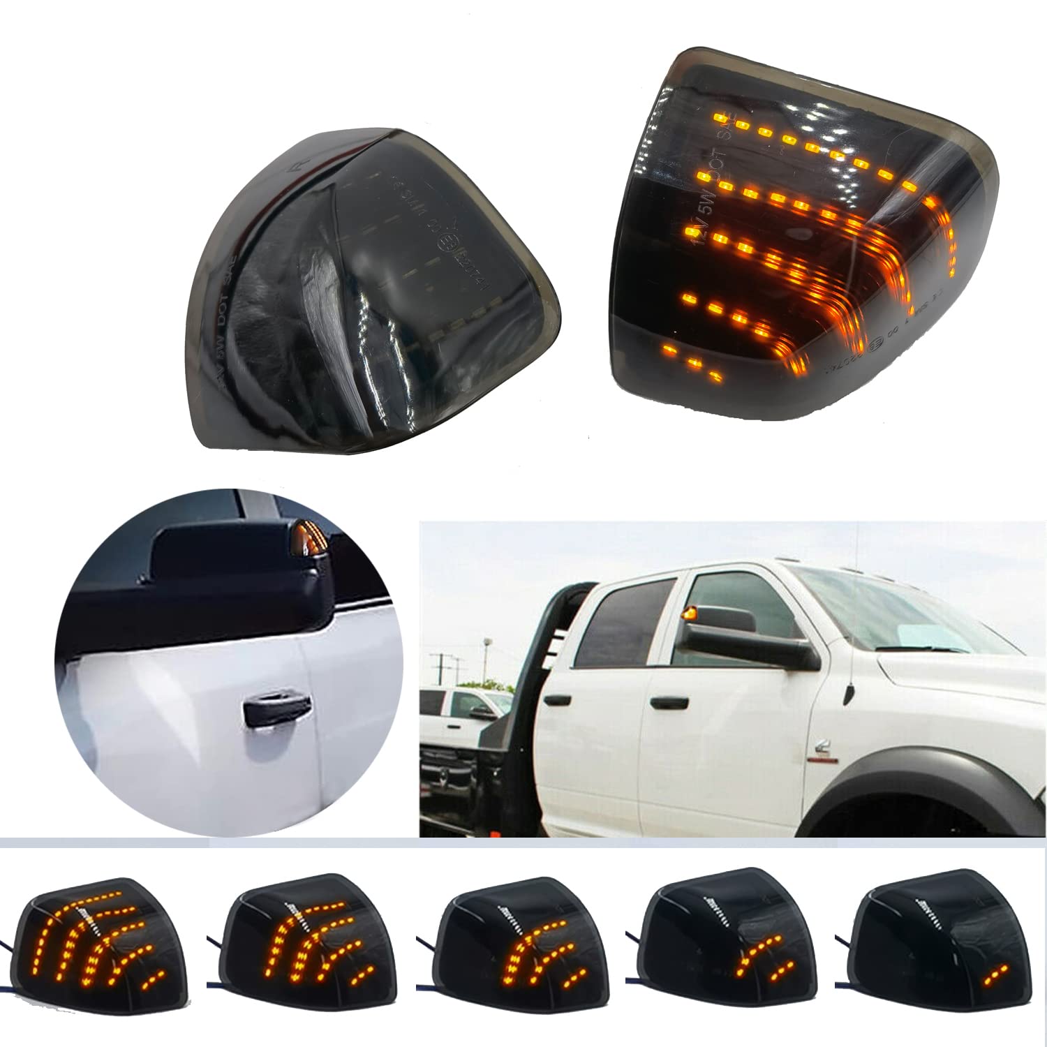 ONERAY Side Mirror Blinker Lights Left and Right Sequential Turn Signal Indicator Blinker Lamp Compatible with Dodge RAM 500 2500 3500 4500 5500 2010-2018 68302828AA 68302829AA