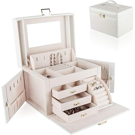 Amazon ジュエリーボックス 収納 アクセサリーケース 大容量の宝石箱 母の日スイーツなプレゼントミラー 鏡付き ピアス ネックレス 指輪 リング アクセサリー 手作りジュエリーボックス 指輪置き ジュエリーバッグホワイト Ssh 002 White ジュエリー収納 オンライン通販