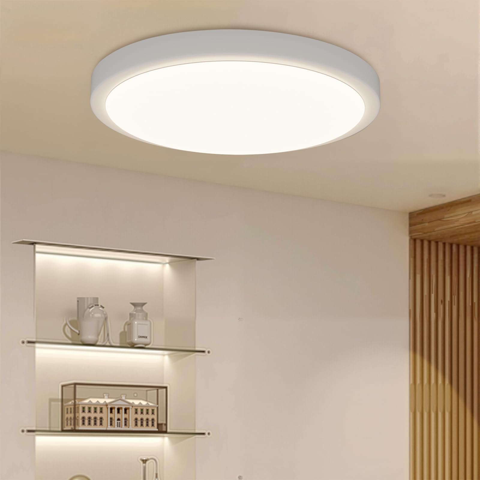 sailsco Plafon LED Techo 16W 4000K 3360LM Lámpara de Techo IP44 Impermeable Redondo Plafones para Techo LED Cocina Baño Pasillo Dormitorio Sala Blanco Neutro,Ø27cm((Incluye Fuente de luz de Grado A))