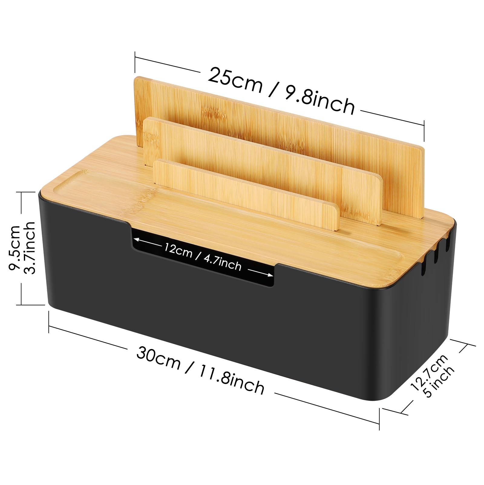 CRROEL Cable Tidy Box,Cable Management Box with Dual-Purpose Lid for Phones/Tablets/Smartwatches/Book - Image 2