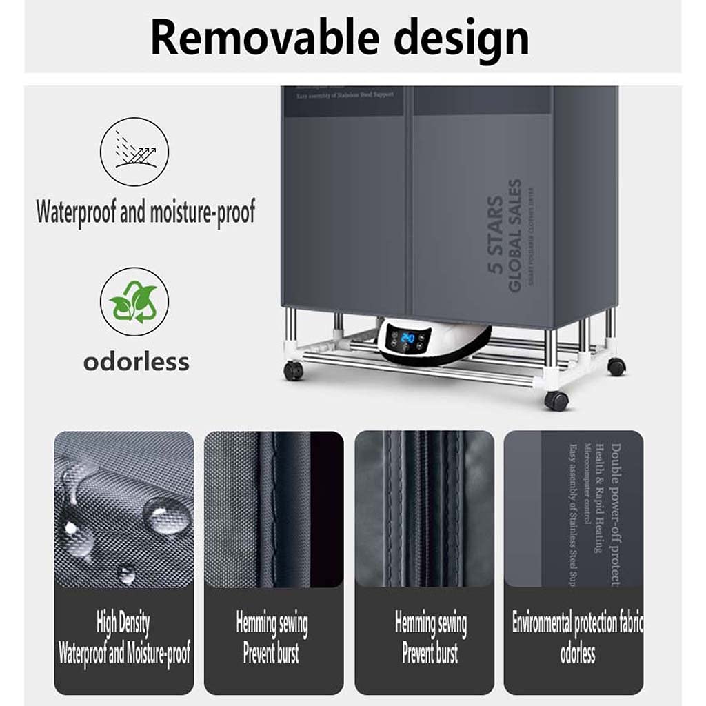 Stendibiancheria Elettrico Asciugabiancheria Pieghevole a 2 Strati Stendibiancheria Portatile Elettrico Timer Automatico Digitale
