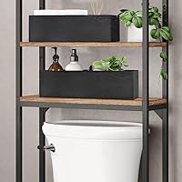 Vista 5 de LotFancy Caja de decoración de baño, paquete de 2 soportes de papel higiénico de madera, cesta de almacenamiento de tanque de inodoro negro, parte