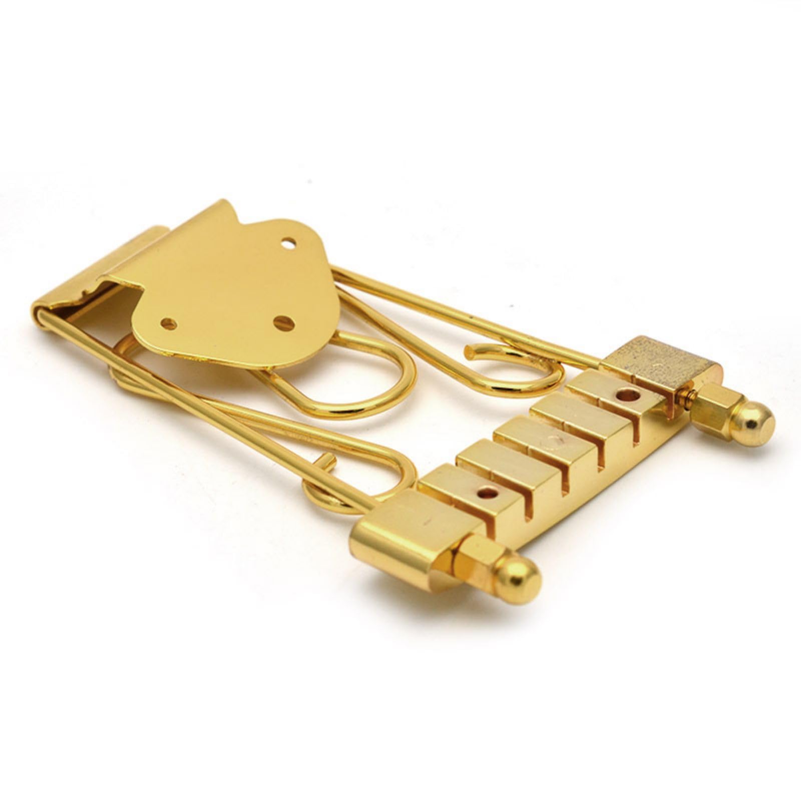 Guitar Bridge,Hollowbody Electric Guitar String Bridge, Fits LP Style Guitars, Adjustable Tension Plate (Gold)