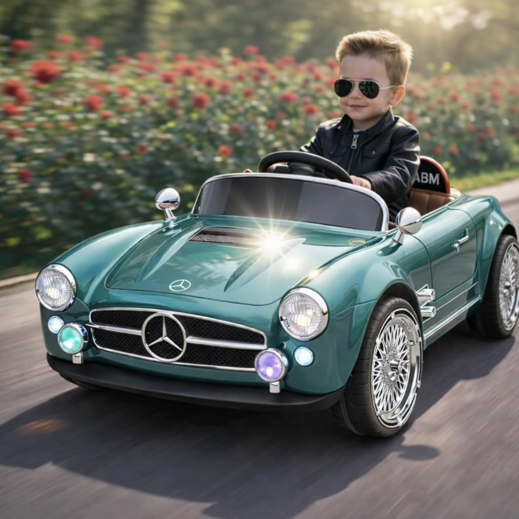 Kawaii Kids AMR GT Battery Operated Sports Car for Kids with Music & Light for 1 to 5 Years Kids | Manual Plus Remote Control | 12V Battery (1688-Mercedes, Green Teal)-image-27