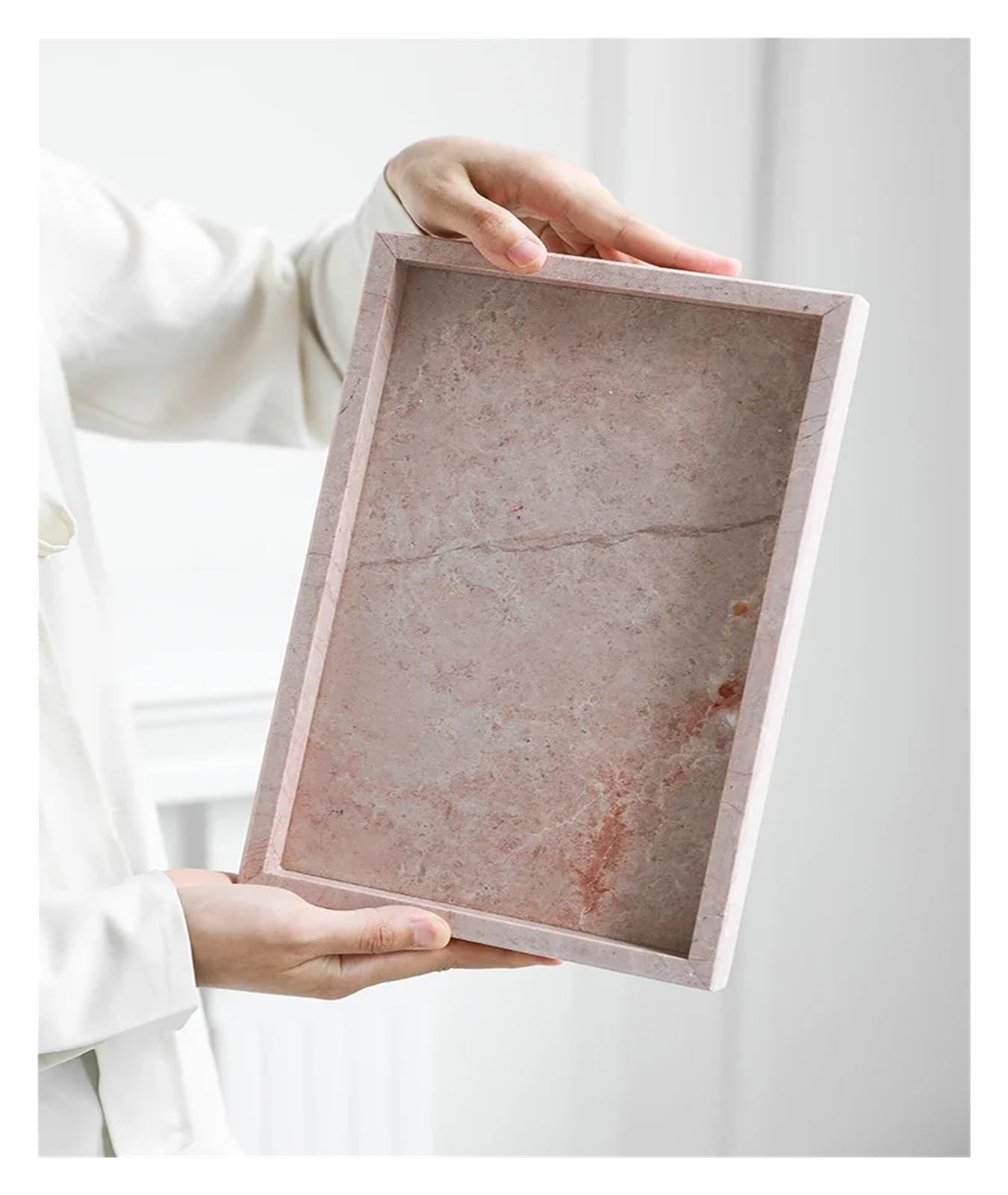 Perfume Organiser Marble Storage Tray For Candles Perfume Jewelry Genuine Stone Vanity For Bathroom Counter Dresser Home Decor(30x20cm)