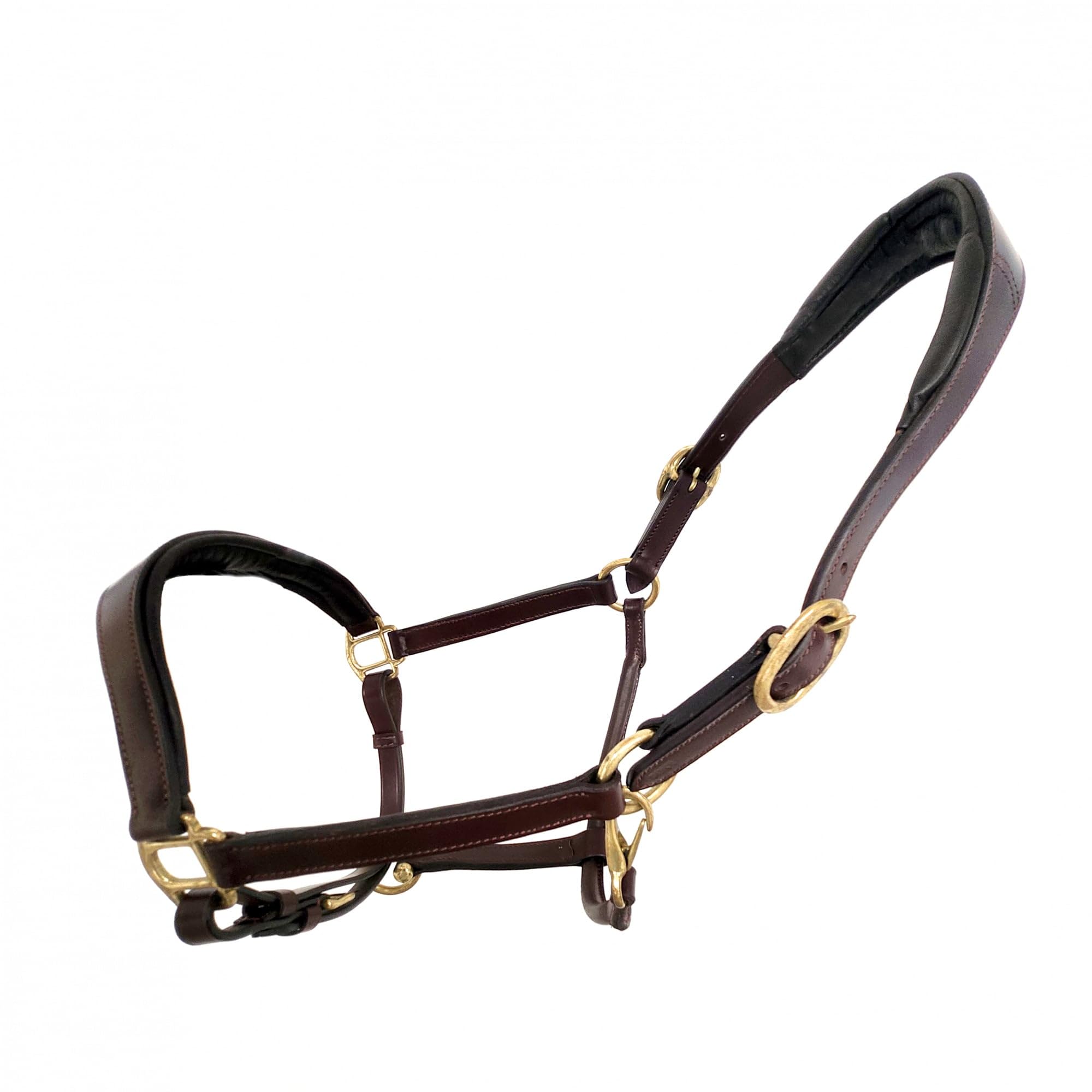 Coco Equestrian Oak Brown Adjustable Leather Padded Comfort Headcollar Halter - Full
