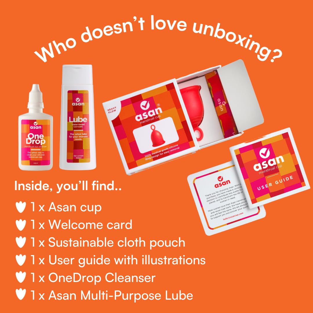 Asan menstrual cup - heavy flow Pack of 2 | Easiest cup to insert & remove I Special ring design | Premium medical grade silicone I Designed in the USA… 2