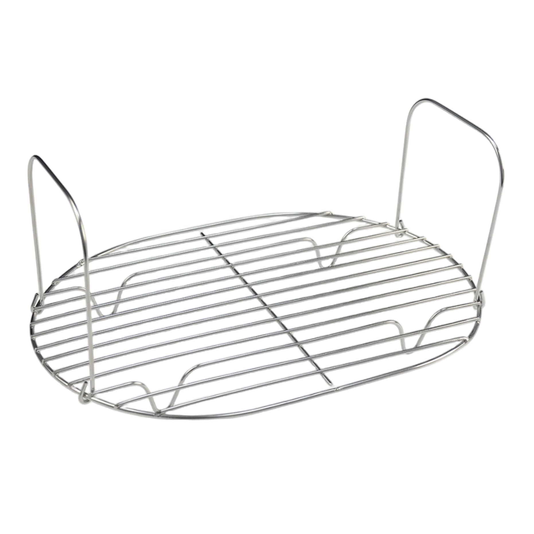 Syglawnd Silver Steam And Roast Rack, 304 Stainless Steel Oval-Shaped Roasting Rack, Easy To Clean Slow Cooker Accessories For Home Kitchen, Steam For Pot