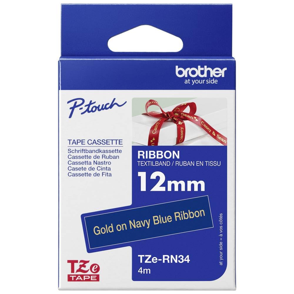 Brother Gold/Blue Tze-Rn34 Directlabel On Navy Non Adhesive Textil 12M