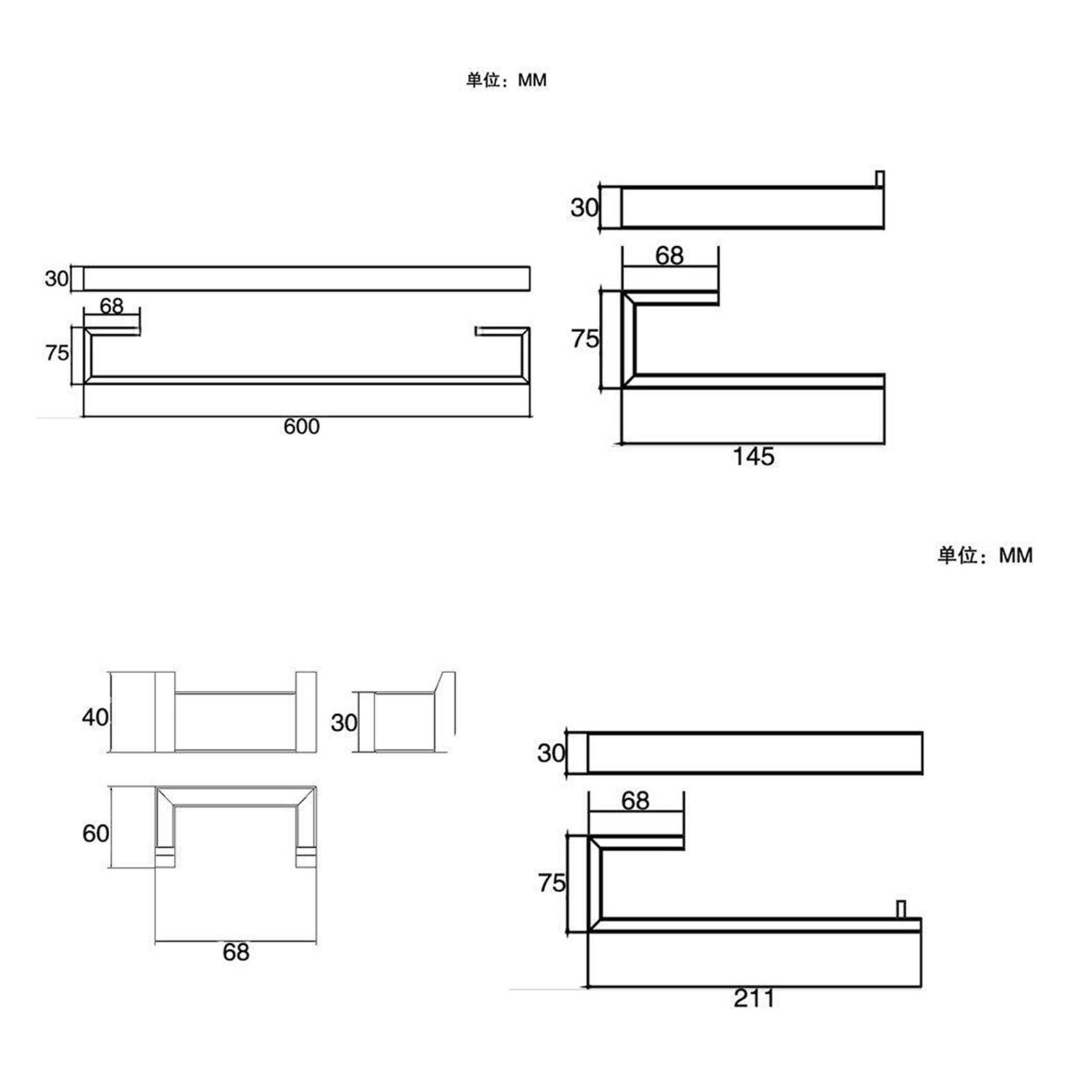 Juego de Accesorios de baño Conjunto de hardware de baño Conjunto de accesorios de baño de 4 piezas Conjunto de acero inoxidable Montaje de pared Toalla de toalla de toalla Soporte de toalla Hoja de i