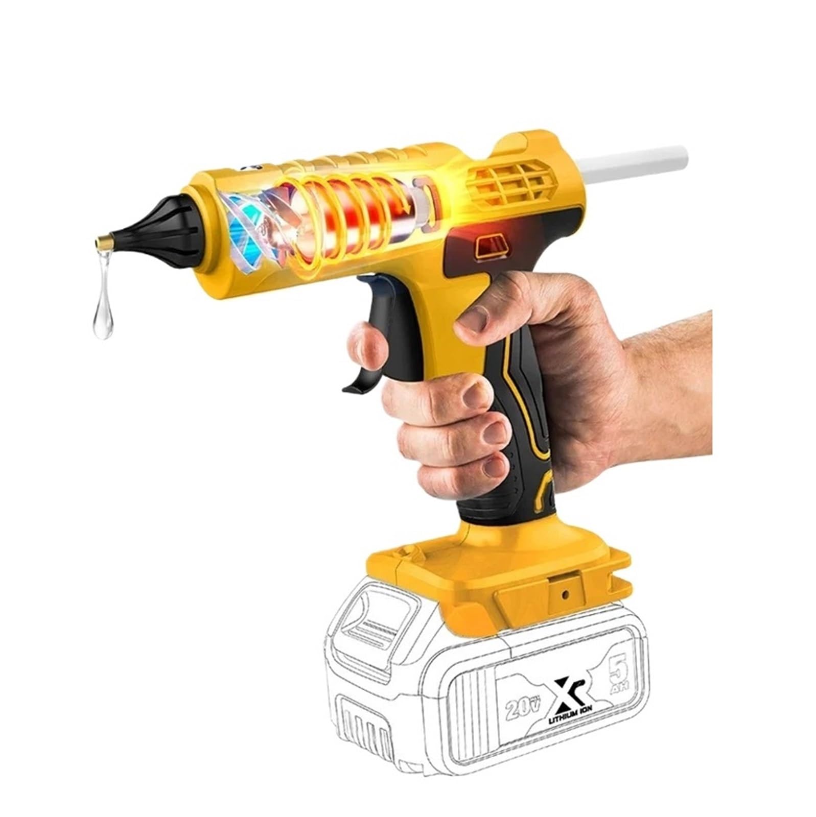 Cordless Electric Handheld Hot Glue Gun Repair DIY Tool Melt Welding Air Anti-Scald Nozzle