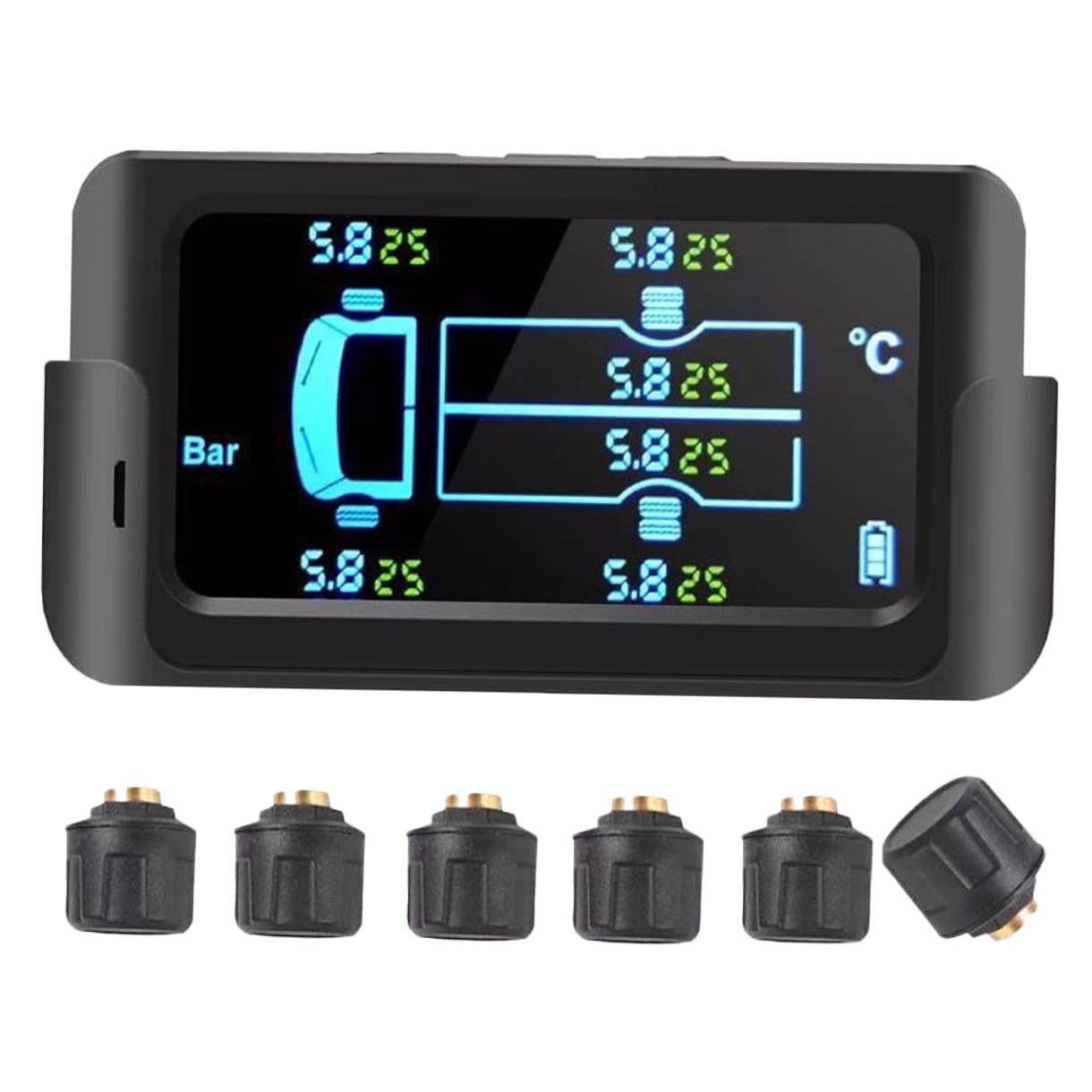 iplusmile Sistema di Monitoraggio Pressione Pneumatici Display a Colori ad Alta Definizione Solare Wireless Monitoraggio Pressione e Temperatura in Reale per Camion Grandi e Autobus