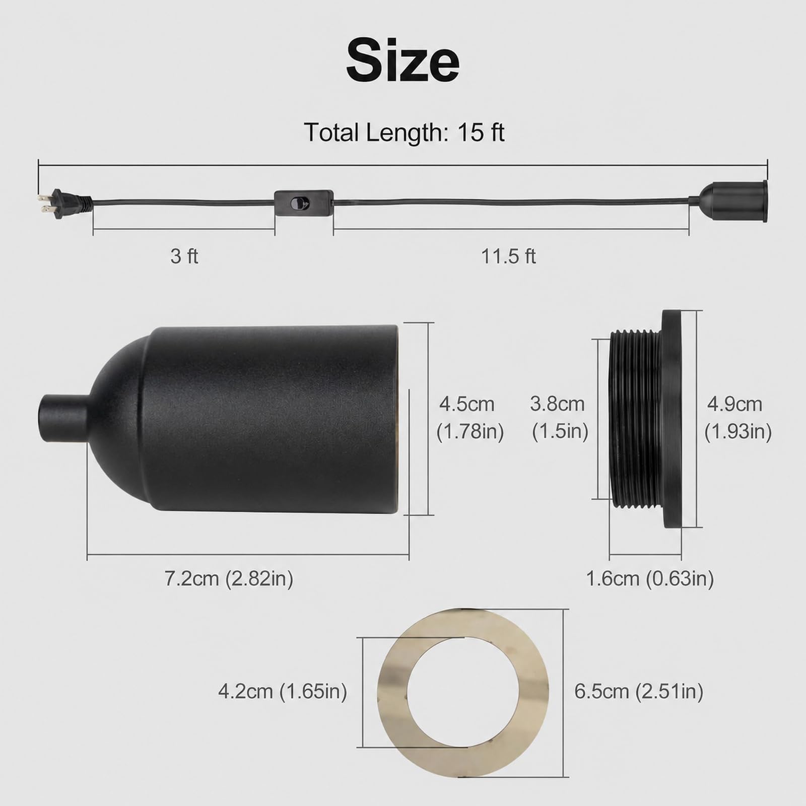 Black Swag Lamp Kit - 15FT Plug-In Pendant Light -2 Black Swag Lamp Kit - 15FT Plug-In Pendant Light -2