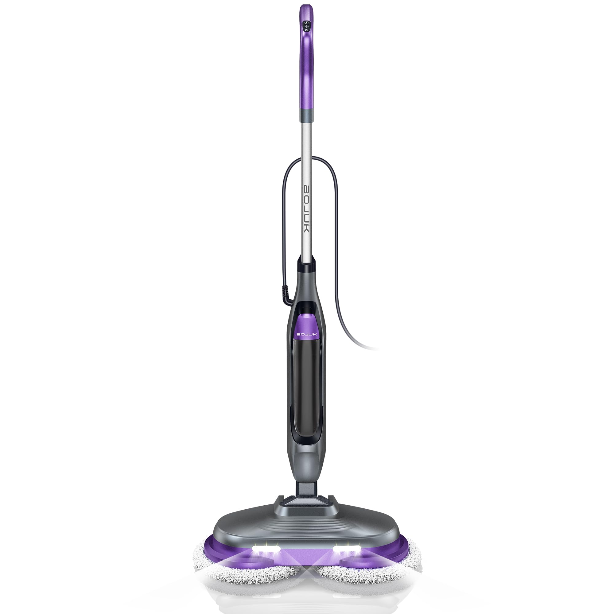 BOJUK Steam Spin Mop, Smart Steam & Scrub Mop with 4 Cleaning Modes & LED Headlights, Safe for all Sealed Hard Floors like Tile, Hardwood, Stone, Laminate, Vinyl & More F2