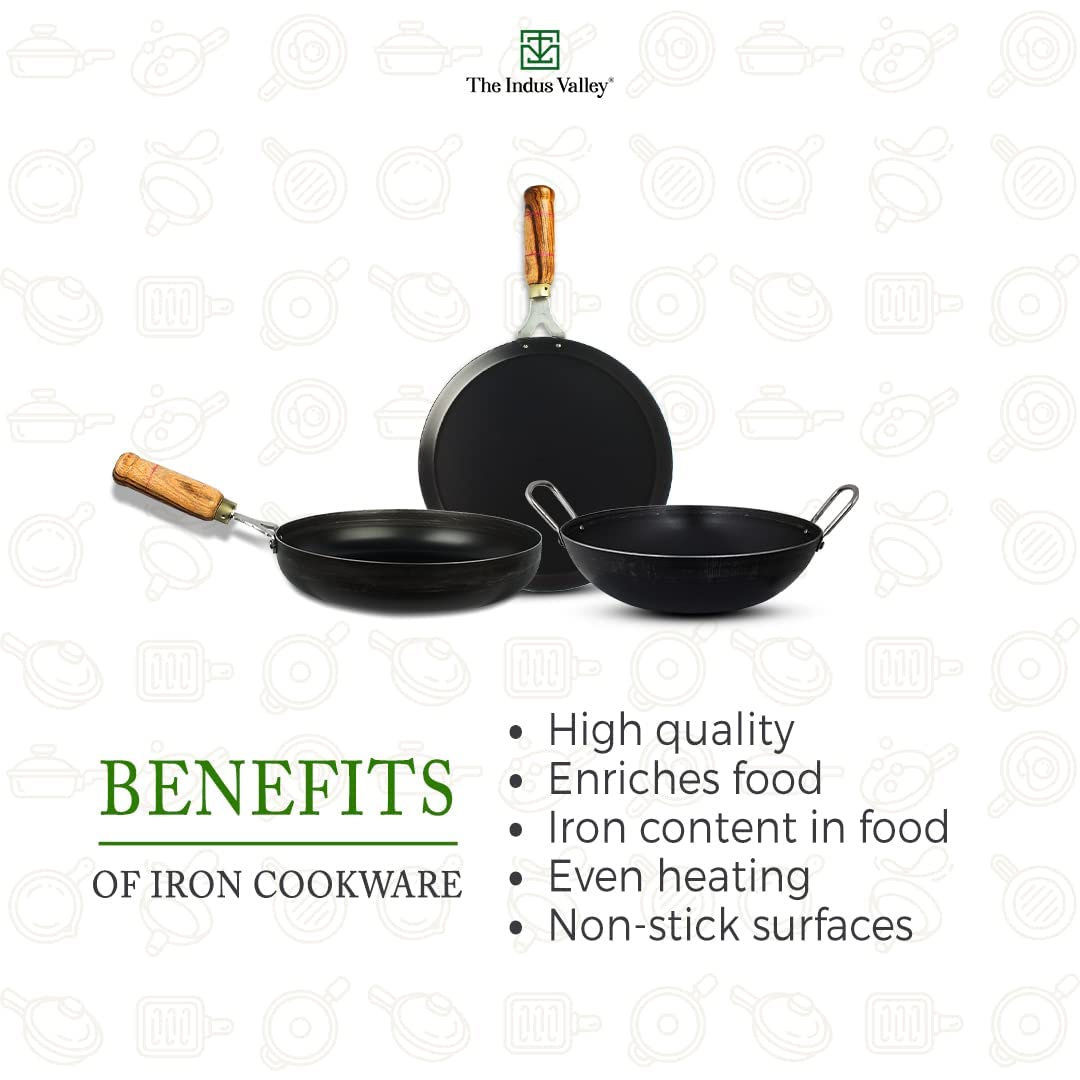 Buy The Indus Valley Natural Cookware Pre Seasoned Iron Kadai/ Kadhai