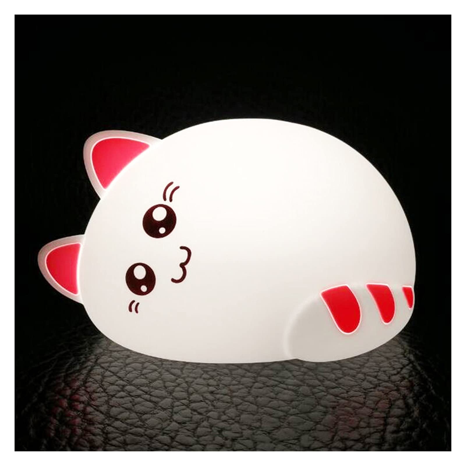 Demasiado Linda Noche Luz Lion Whale Conejo Cat Silicone Night Lights Touch Sensor Dormitorio Lámpara de Noche (Emitting Color : Cat 1)