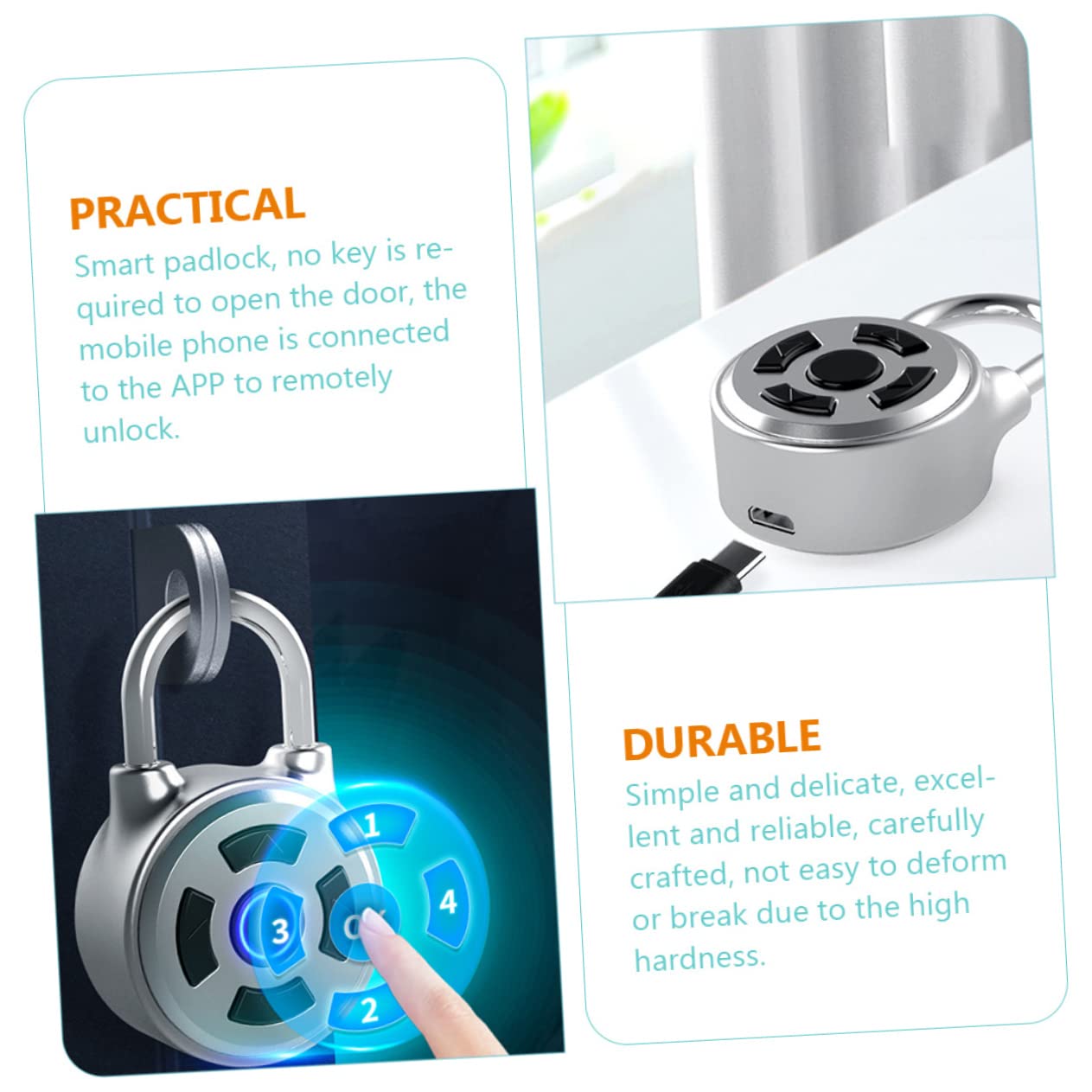 Lucchetto Intelligente Per Armadietto Sblocco Wireless Tramite App Resistente Alla Corrosione Realizzato in