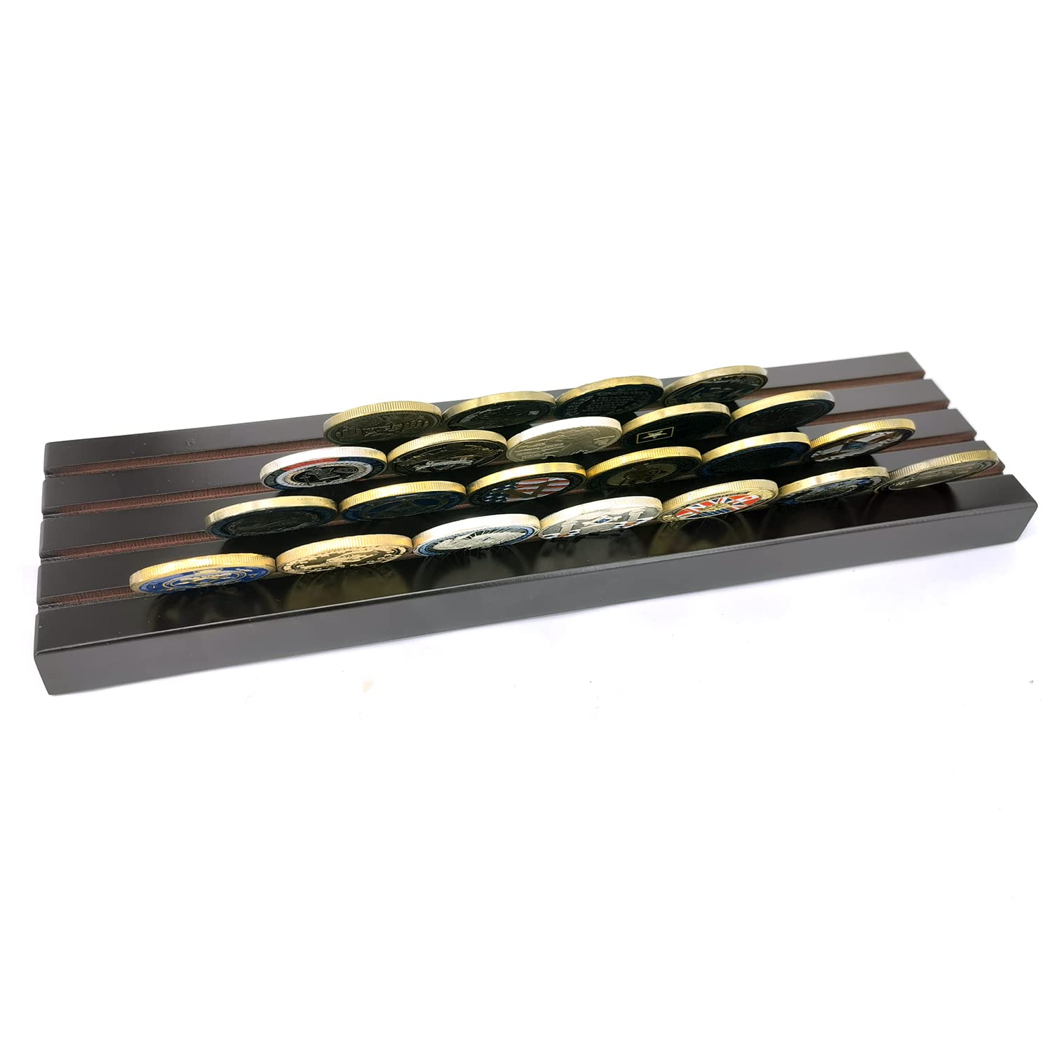 Aomcisi Portamonete a 4 file, stile militare, da collezione, per esporre monete da 32 a 36 monete (grande)