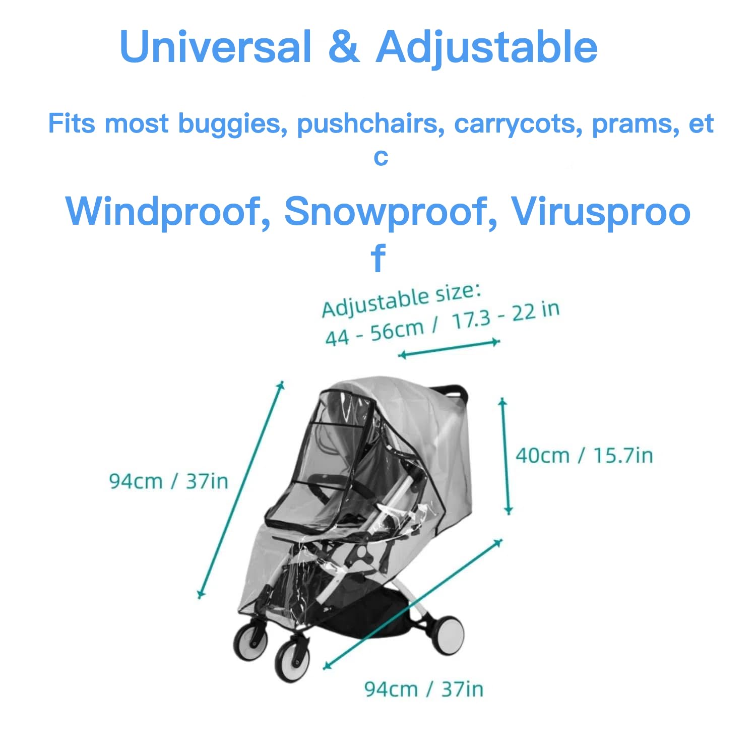 Universelle Kinderwagen-Abdeckung - Wasserdichter Regenschutz Mit Reißverschluss Für Buggy & Kinderwagen