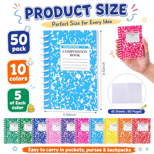 Mini libretas espiral de mármol Fainne de 8,6x11,4 cm para notas cortas 4