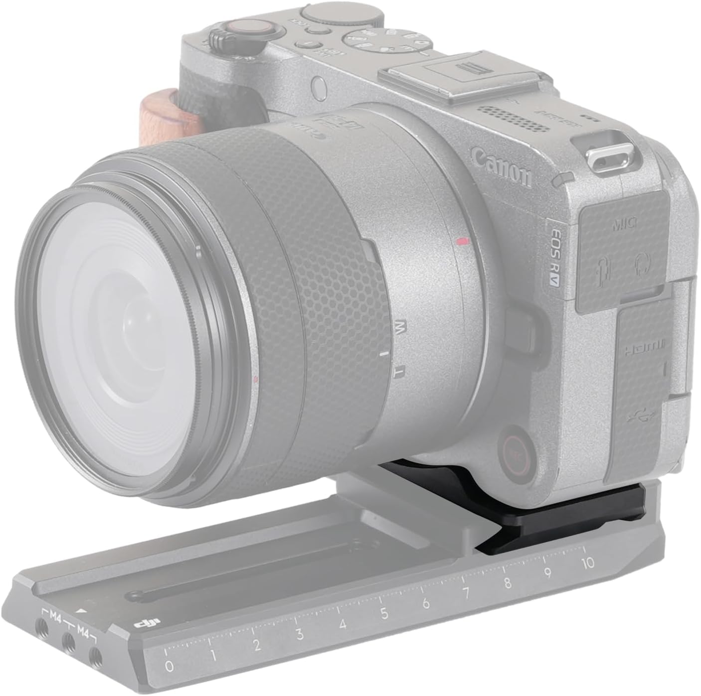 FOTGA Slim Lightweight Wooden L-Shape Side Handle Hand Grip Quick Release Base Plate for Canon R50V Mirrorless Camera,with 1/4"-20 Mounts,Arca Swiss Tripod Base Plate