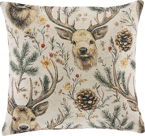 Erwin Müller Kissenhülle Hirsch braun-grün Größe 40x40 cm - edel und...