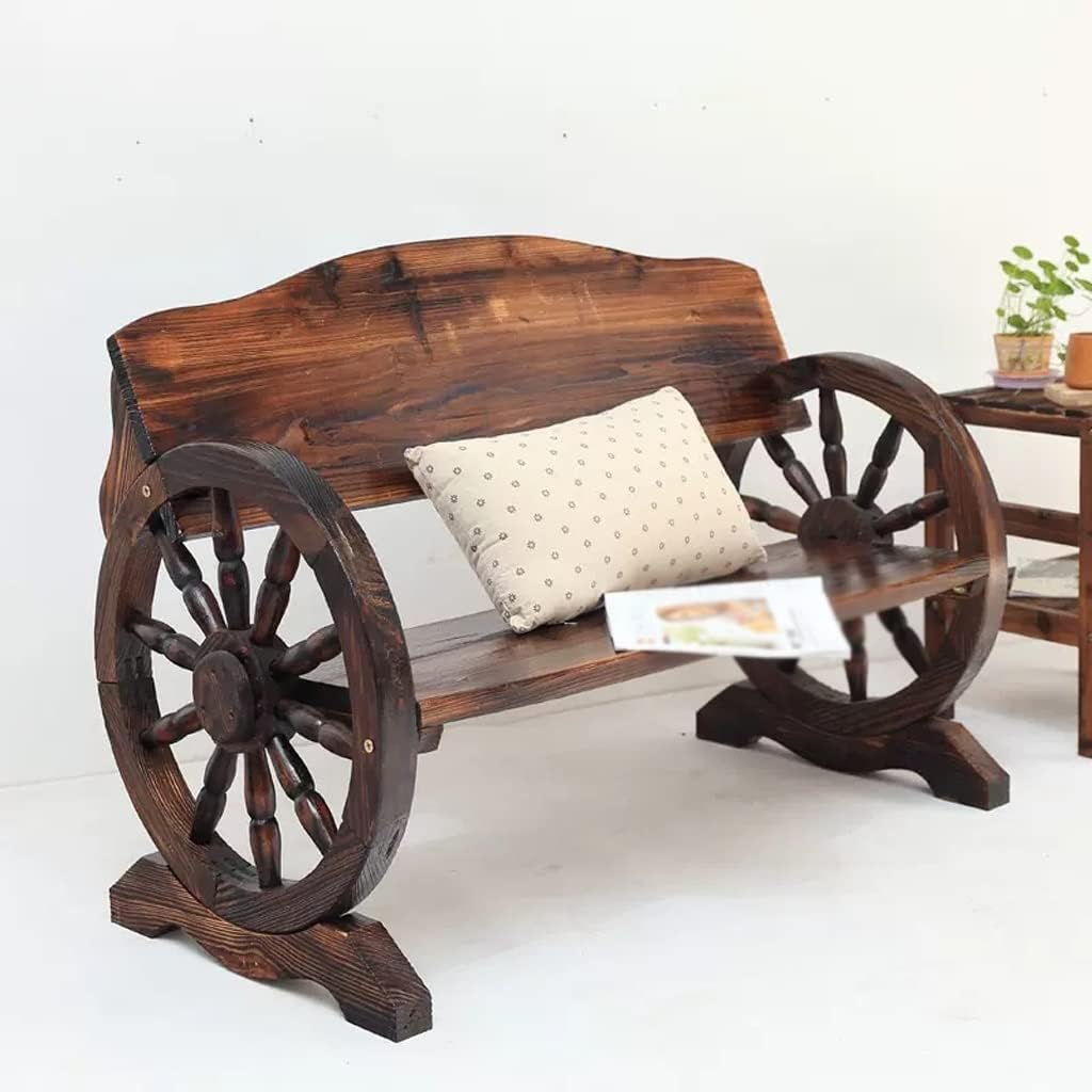 Patio Furniture Bench Outdoor Park Chair Home Balcony Bench Outdoor Garden Seat Scenic Area Solid Wood Double Back Chair Outdoor Bench(M:140cm)