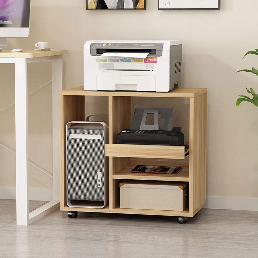 Supporto per stampa Legno Rack stampante domestica archivi rimovibili Rack file Libri e Riviste Computer desktop CPU Storage Case Rack Ufficio fianco del mobile Tabella della stampante ( Color : Natur