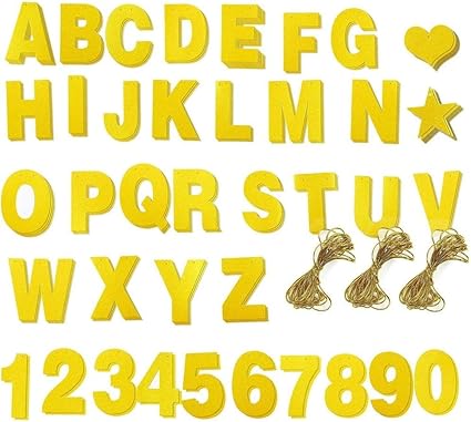 amazon com custom banner kit 121pcs banner letters with numbers and symbols gold glitter diy letter banner for birthday wedding party decoration toys games