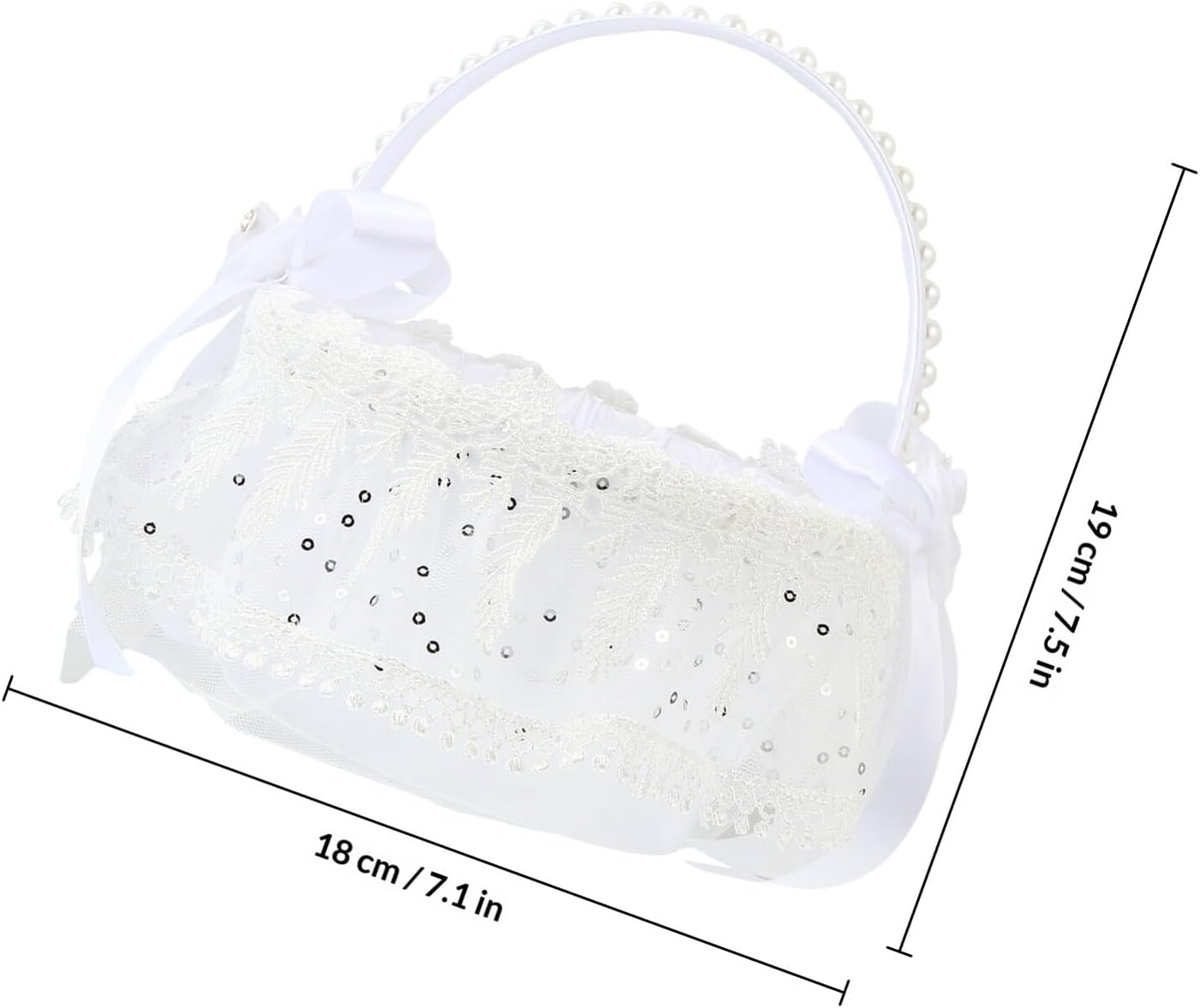 White Lace Flower Girl Basket 18x18x19cm, Wedding Ceremony Decor Basket with Romantic Lace for Banquet and Flower Petal Storage
