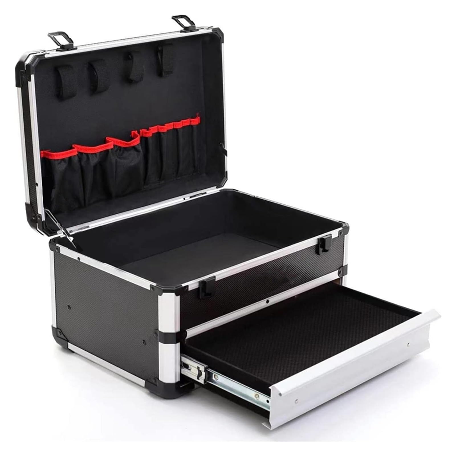 Cassetta Attrezzi Vuota Cassetta degli attrezzi in alluminio con cassetti Custodia portautensili multiuso portatile for strumenti Valigia elettrica Attrezzatura for Scatola organizer(36x27x22CM)