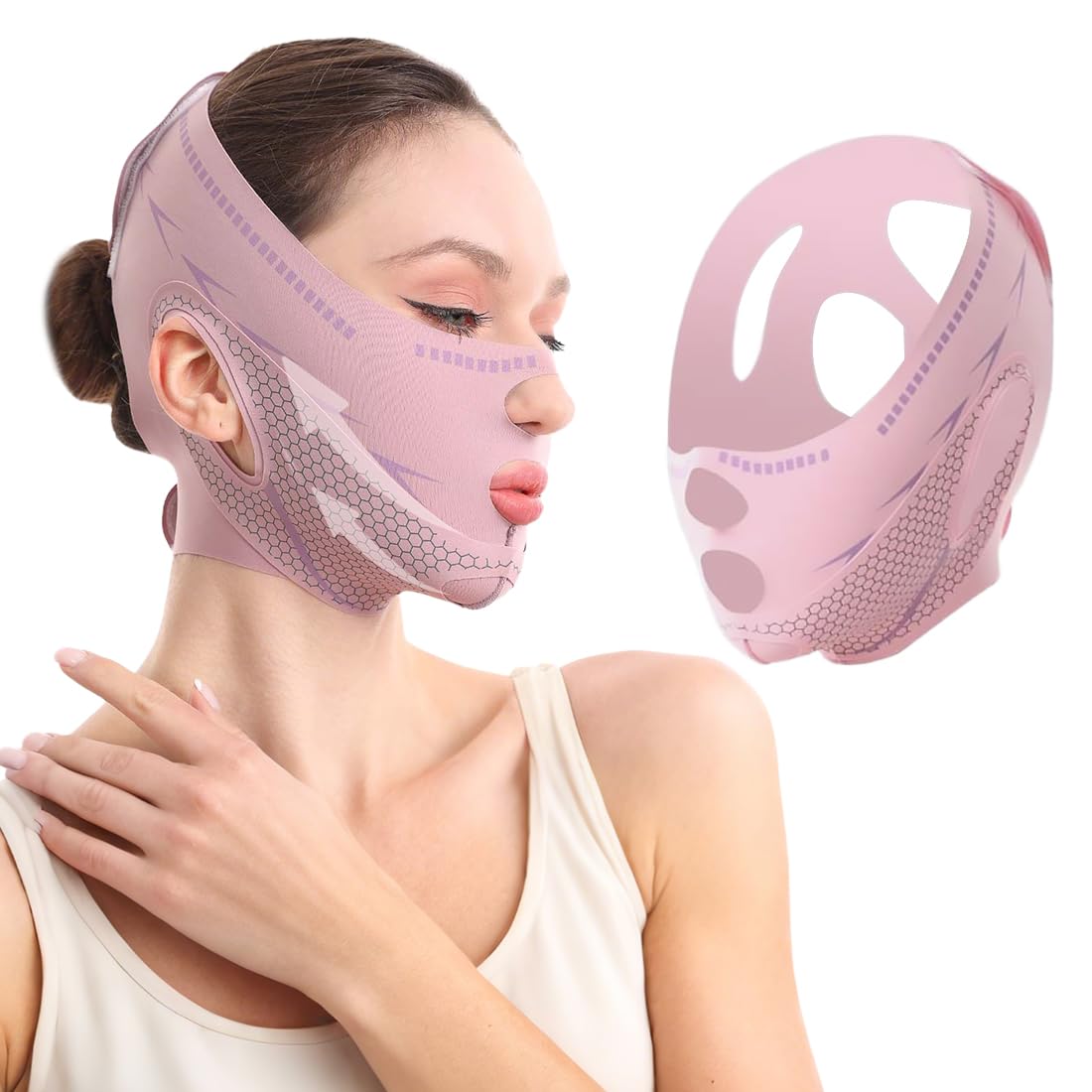 Mascarillas GGUFAY V-Face, correa reutilizable para la barbilla, mascarilla facial lifting V-Line, cinturón adelgazante facial para papada y flacidez facial.