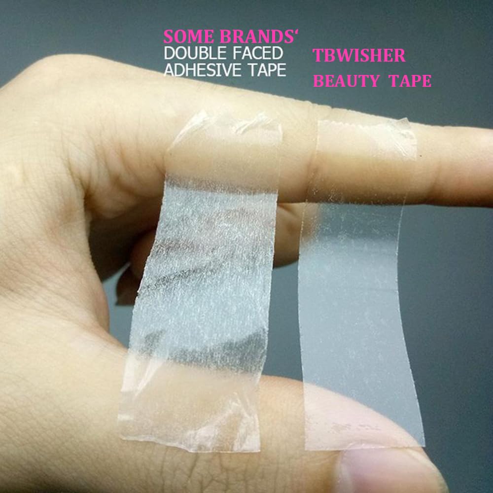 Tbwisher VLSA 50 Strips Double Sided Transparent Fabric Adhesive Tape for Body, All Day Strength, Invisible and Clear for Sensitive Skins, Pink 1