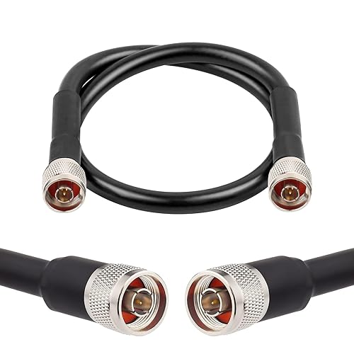 Miniatura 7 de MOOKEERF -N Cable,Cable N macho a N macho de 150 pies,Cable coaxial de pérdida ultra baja 50ohm-N macho a macho,Cable coaxial KMR400 con conectores N