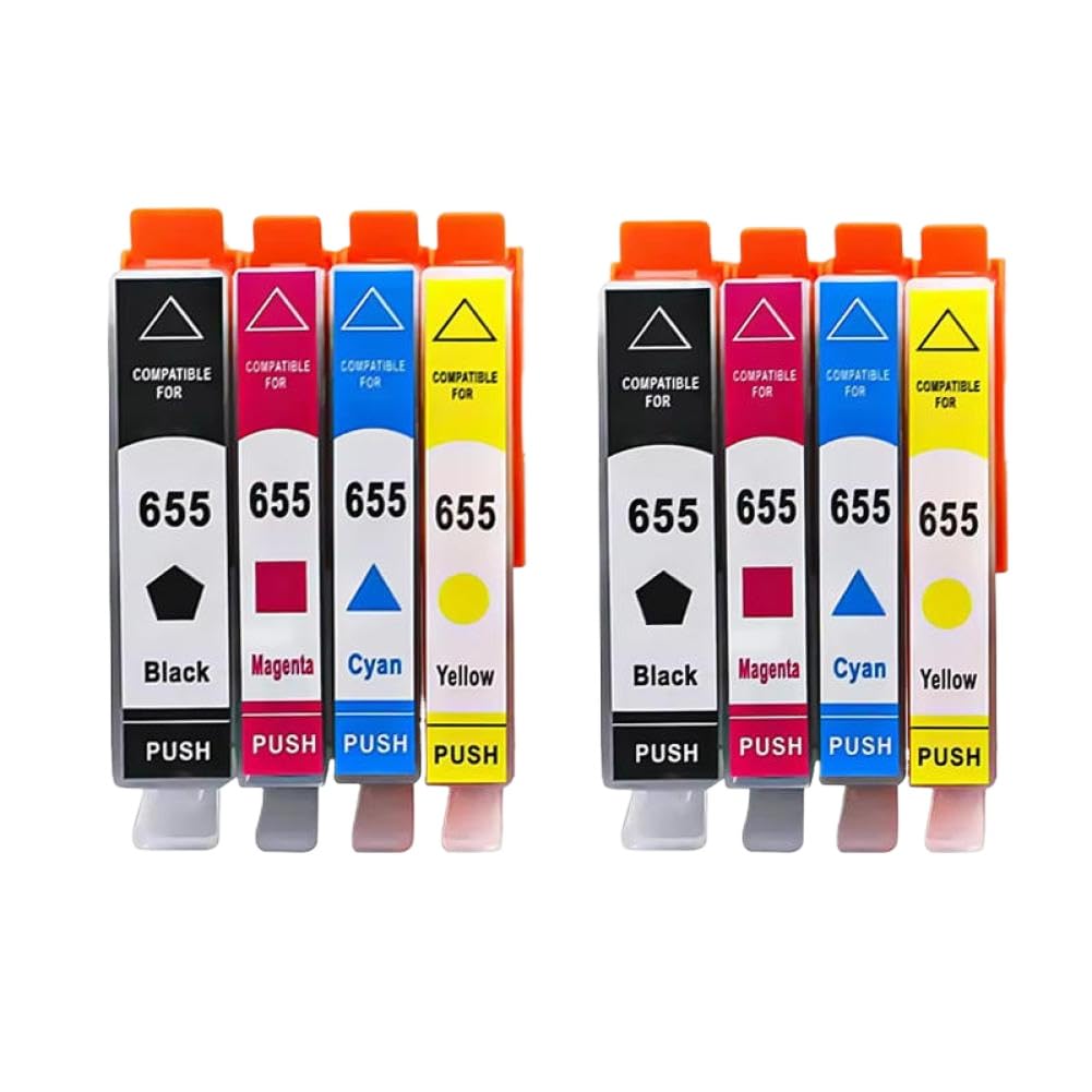 Cartucho de Tinta 655XL Compatible con - - 4615 3520 3525 4620 4625 5525 6520 6525(2 Set)