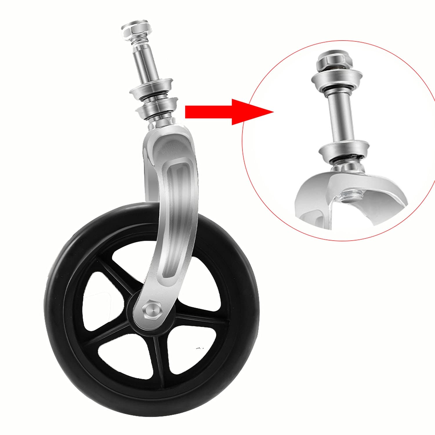 LekLai Rueda de repuesto para silla de ruedas, rueda sólida para sillas de ruedas, equipo de repuesto duradero, con horquilla delantera con rodamientos y tornillos, para carros/andadores (dos