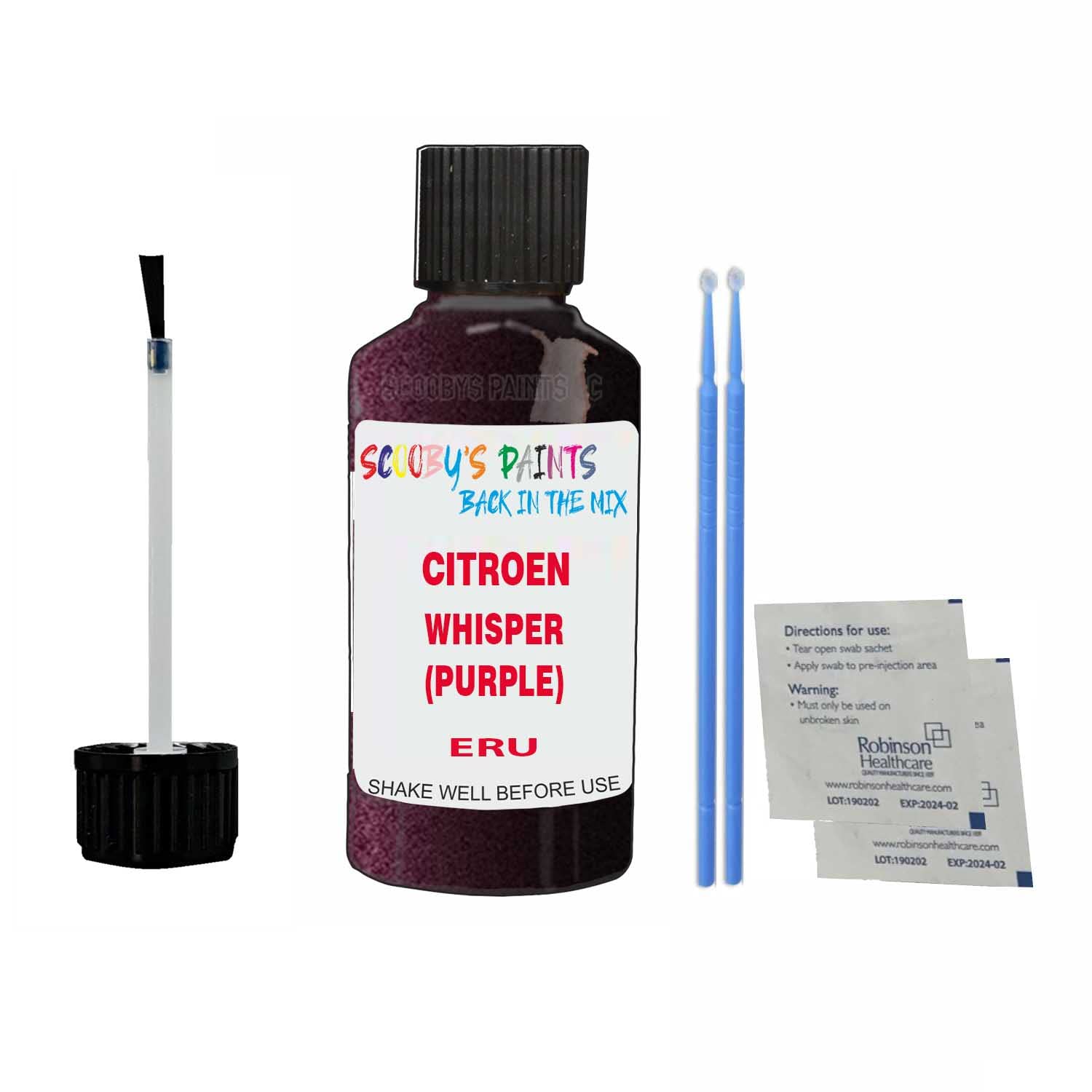 Scoobys Paints Back In The Mix Whisper (Purple) Touch Up Paint For Citroen Ds3 Cc Eru 2012-2020 30Ml Bottle Brush Scratch Stone Chip Repair Pen