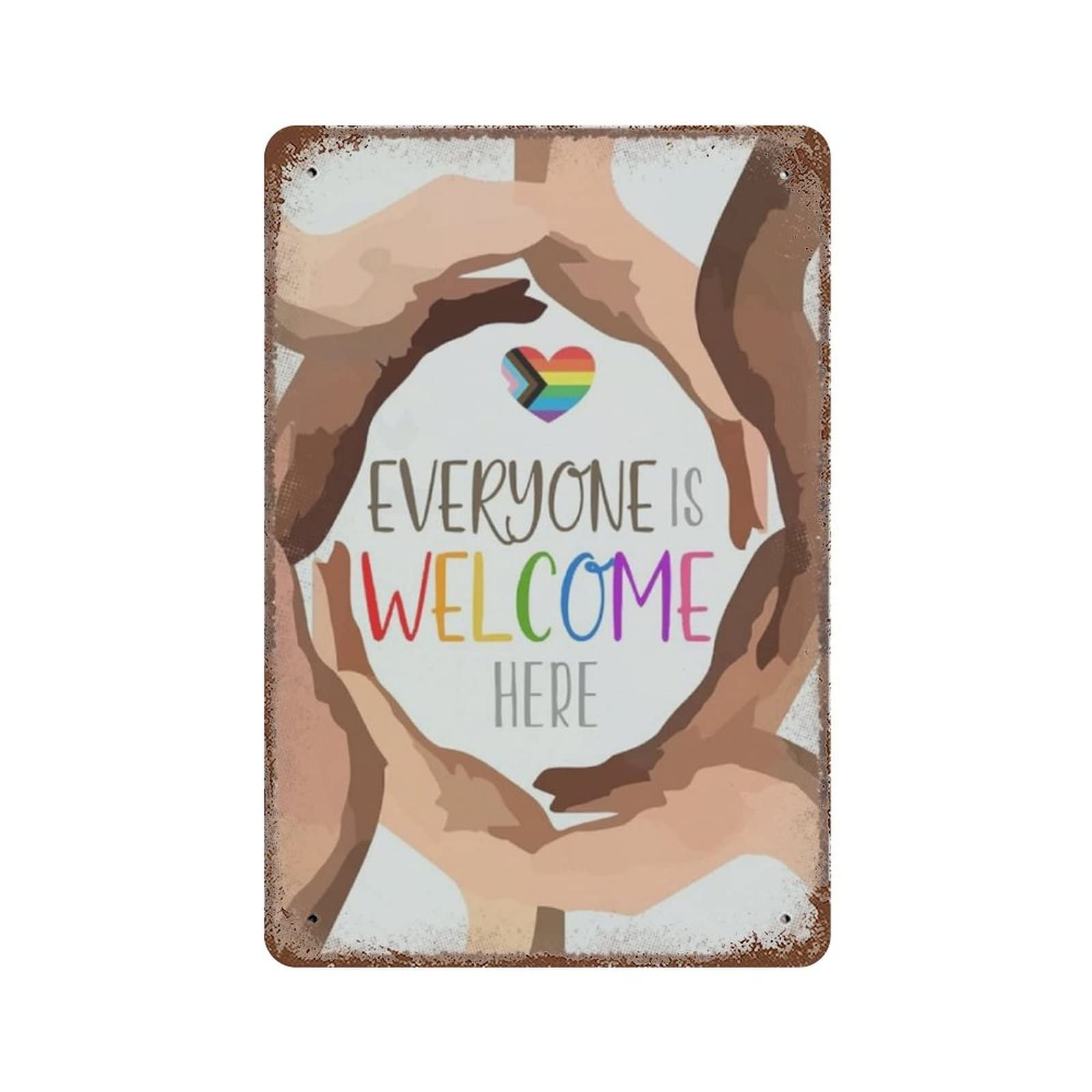 AOOEDM Everyone Welcome Here Sign Vintage Metal Sign Tin Sign for Home Bar Pub Kitchen Man Cave Tin Sign Wall Decor Poster Wall Plaque