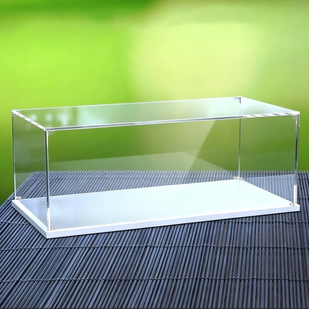 PARFCO Display Case Compatible with Lego 76956 Jurassic Park T. Rex Breakout, Dust-Proof Acrylic Display Box (White Base)