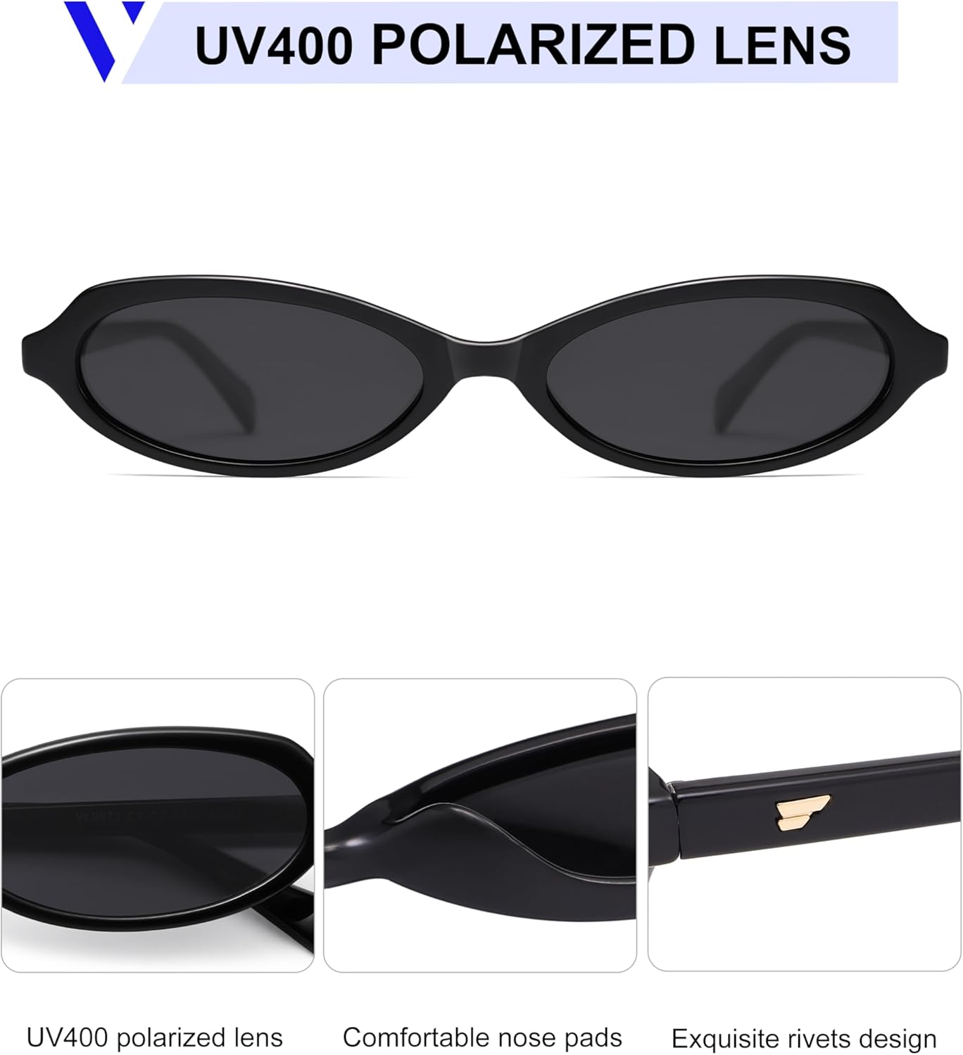 VANLINKER Polarized Retro Oval Sunglasses for Women Small Chic 90s Vintage Style Trendy Slim Narrow Y2k Sunnies VL9873 - Image 4
