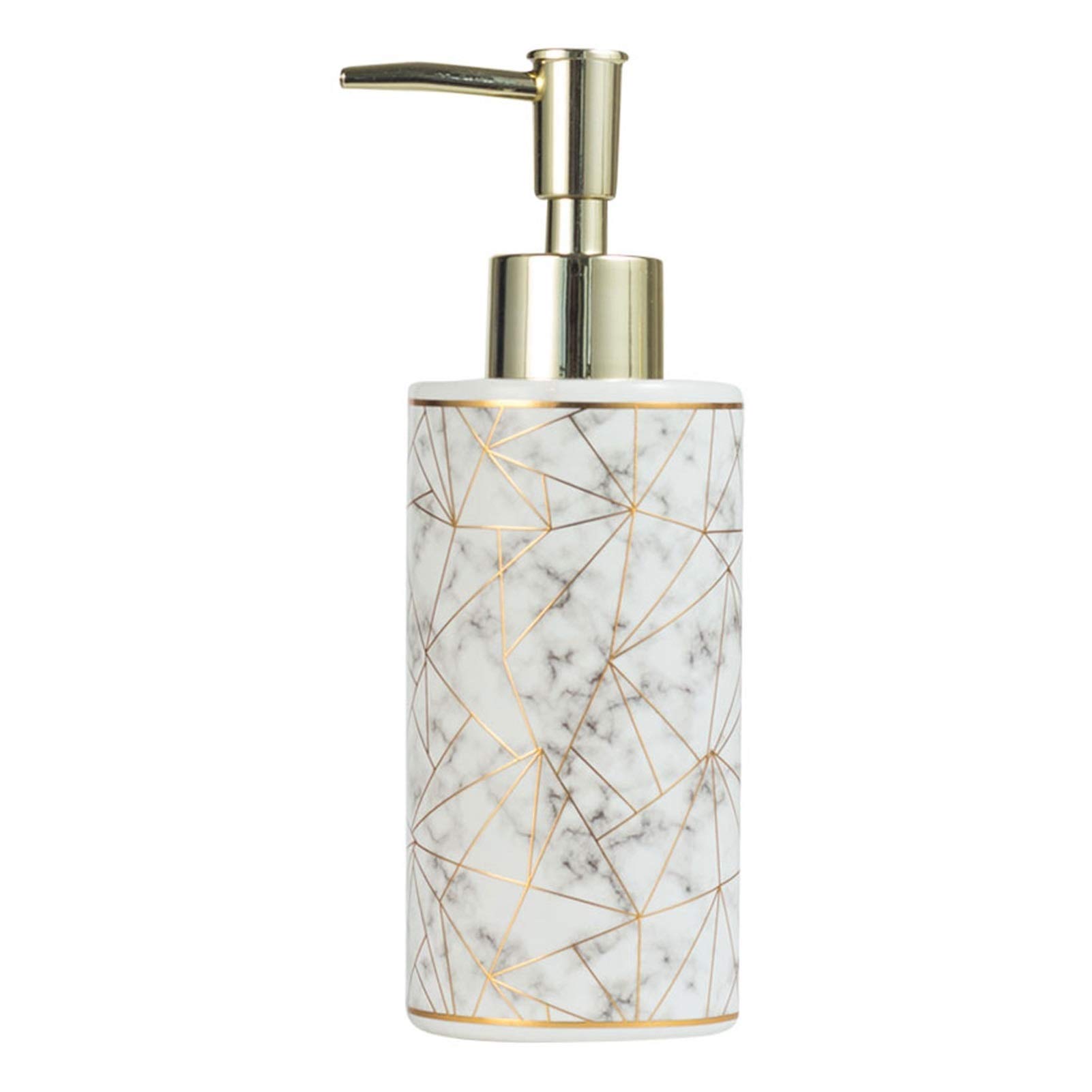 Dispenser per Doccia, Dispenser di Sapone in Ceramica, flacone per liquidi Resistente per Bagno e Piano Cucina con beccuccio Dorato, 300 ml/10 oz di lozione (Colore: Bianco)