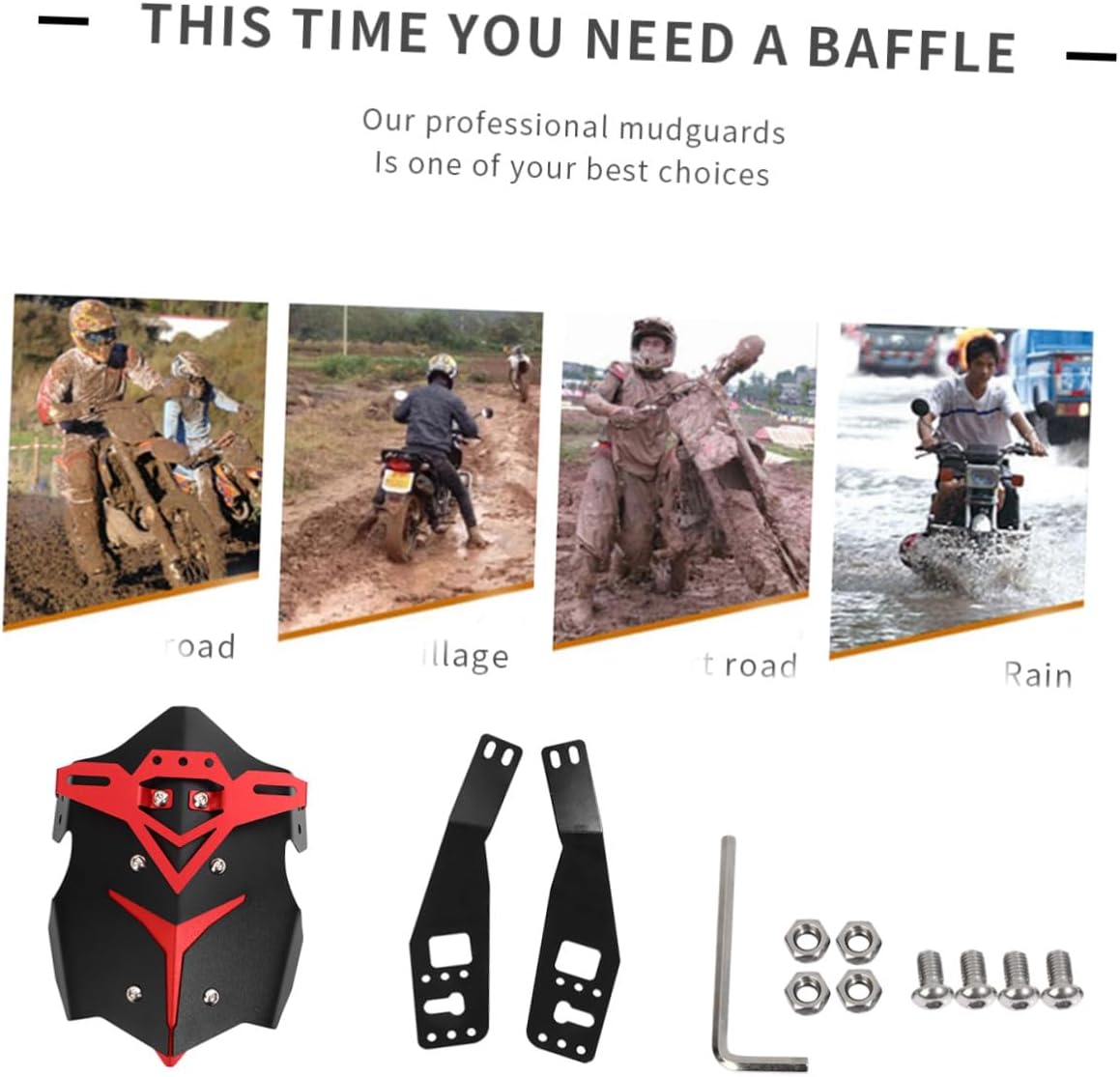 UPKOCH Motorcycle Rear Mudguard Aluminum Alloy Red Mud Flap Durable Off-Road Dirt Bike Splash Guard for Motorcycle Accessories