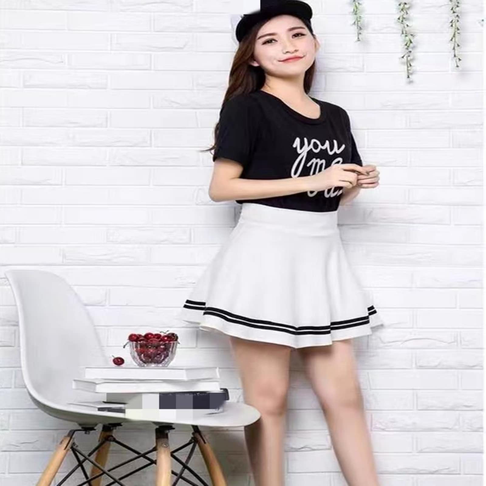 Falda de tenis para mujer, falda plisada de cintura alta, para mujer y niña, uniforme escolar, blanco, 36