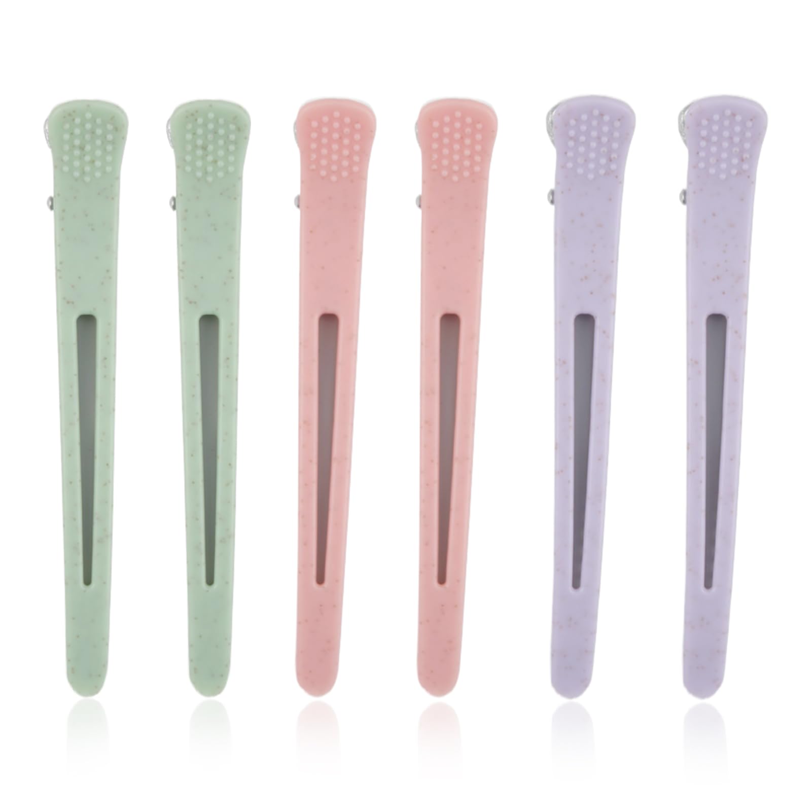 SRLWMYI Pinzas Pinzas Pelo Mujer Cabello Suministros de Peluquería, 6 Piezas Pinzas Pelo Mujer Peluquería Pinzas Para el Cabello Antideslizantes con Banda de Silicona Pinzas para el Cabello - Morandi