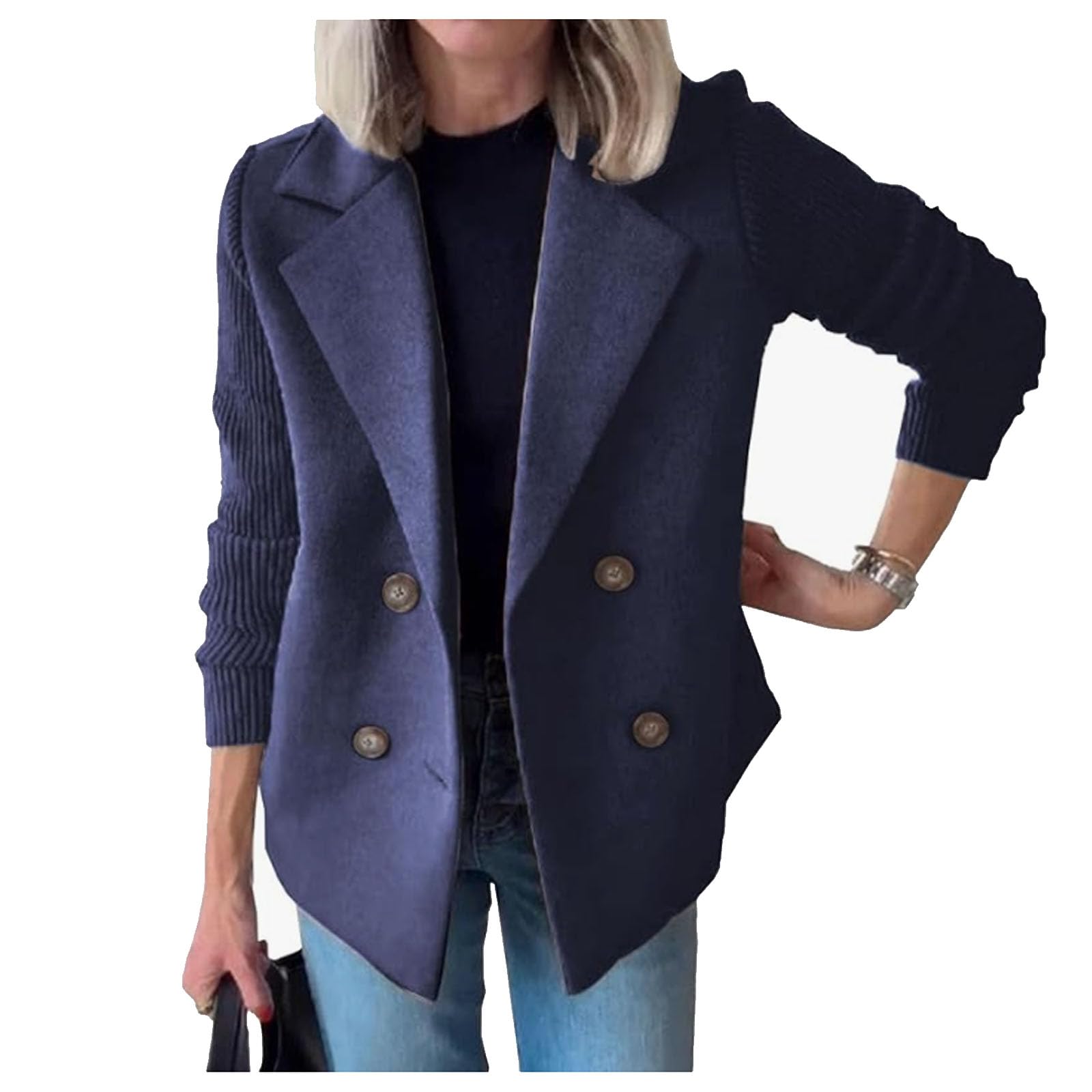 Casual Blazer Sweater for Women 2025 Lightweight Knit Blazer Cardigan Jacket for Work Travel Office Daily Wear